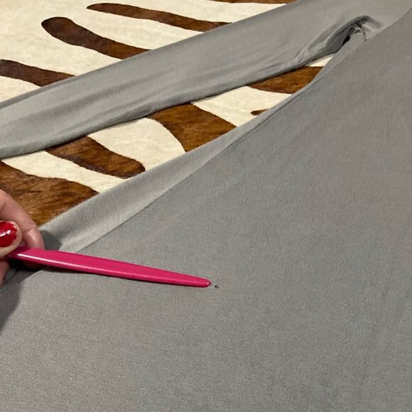 Lauren Moshi Elephant Grey Long Sleeve Asymmetrical Hem Swing Dress w/Pockets - Picture 8 of 9